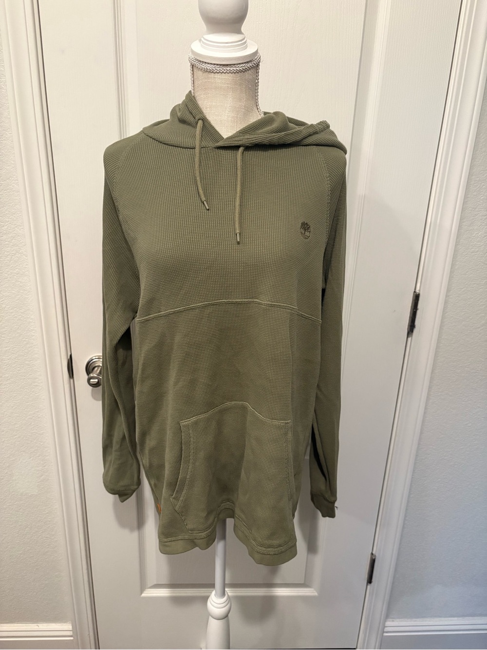 Timberland Olive Green Waffle-Knit Hoodie Sweater
